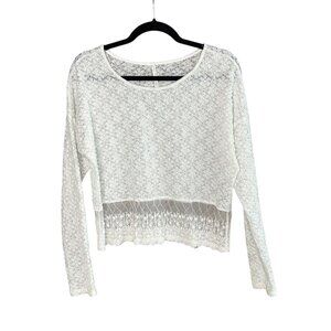 You Are Not Alone White Lace Top Long Sleeves Whimsigoth